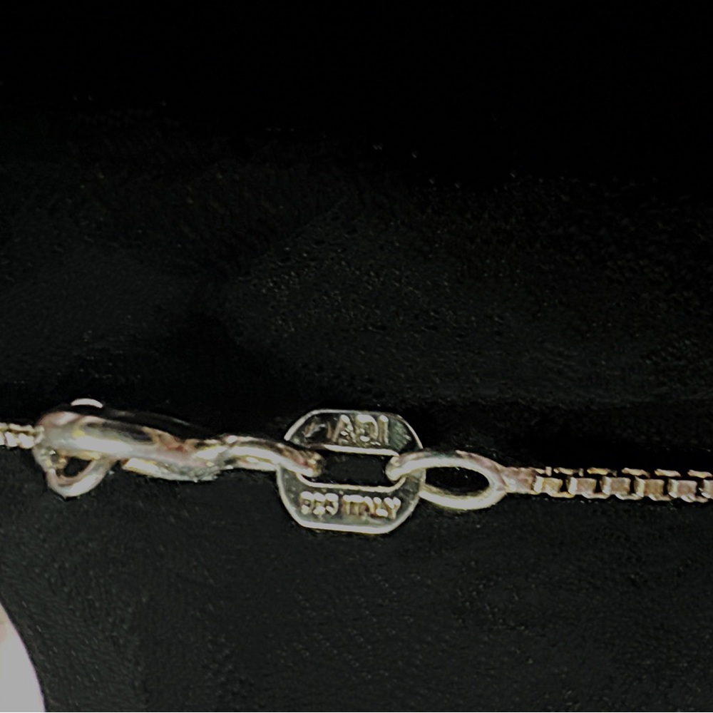Sterling Silver Black & White CZ Starburst Pendant Necklace - Picture 4 of 6